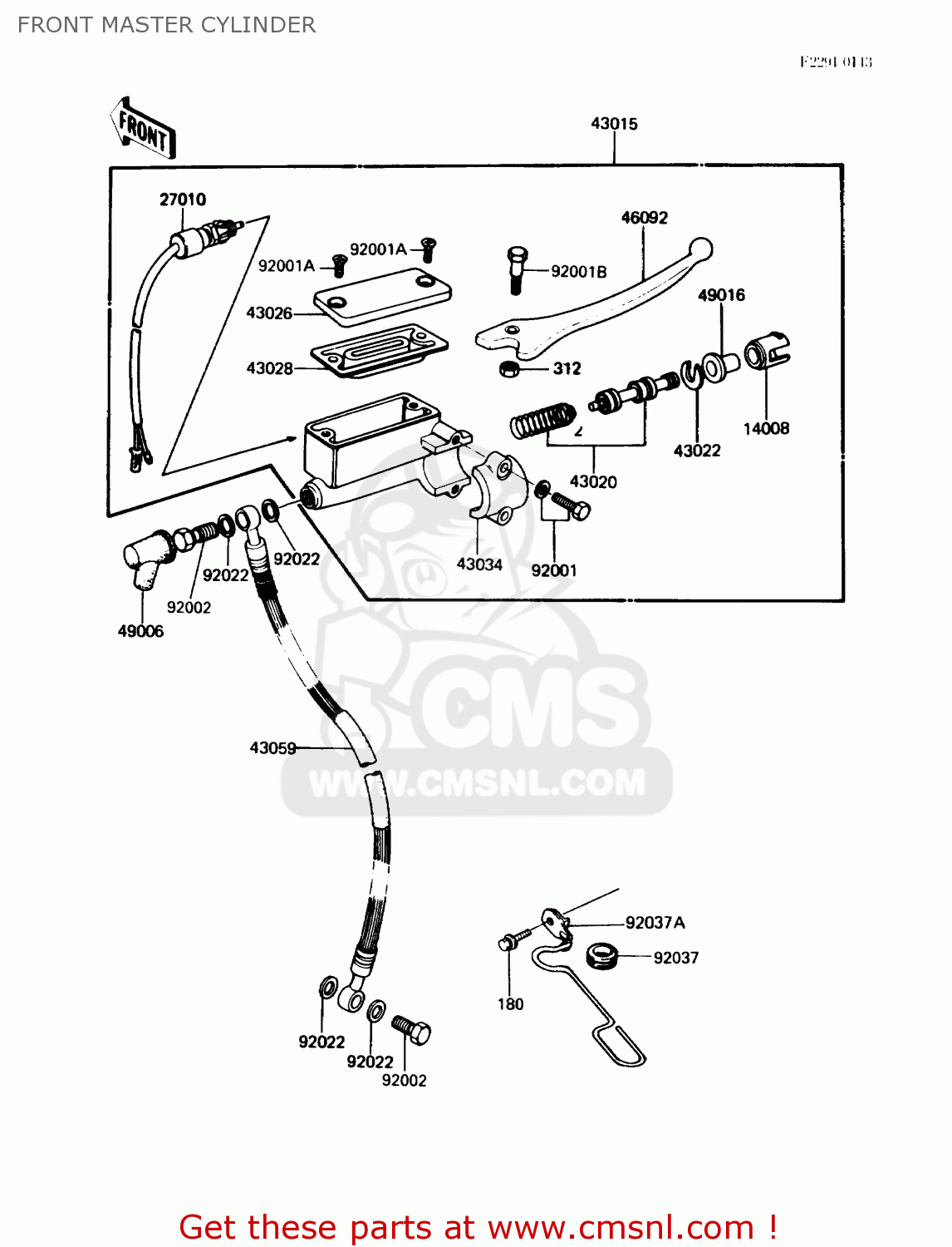 FRONT MASTER CYLINDER KZ305B3 LTD305 1988 USA CALIFORNIA