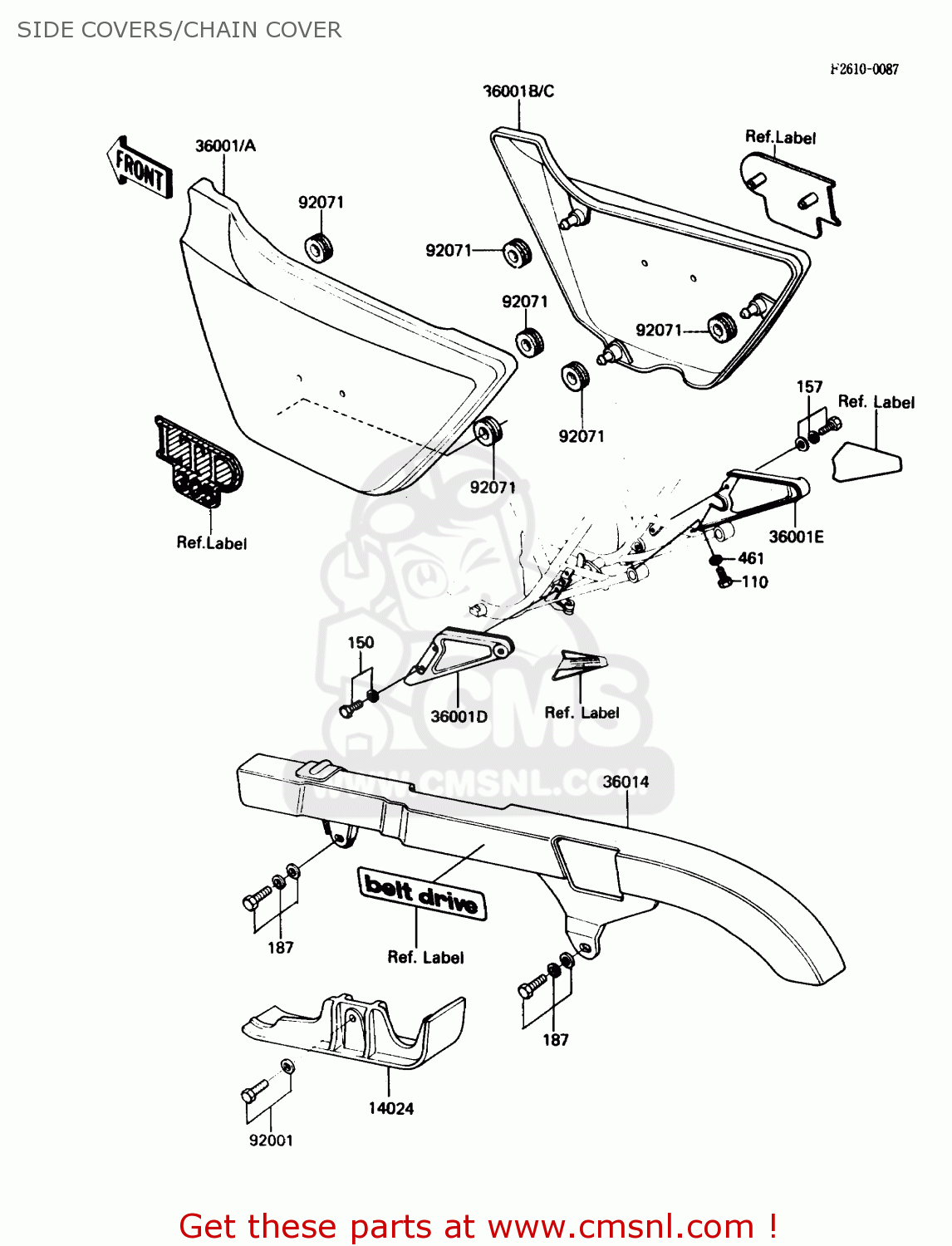SIDE COVERS/CHAIN COVER KZ305B3 LTD305 1988 USA CALIFORNIA