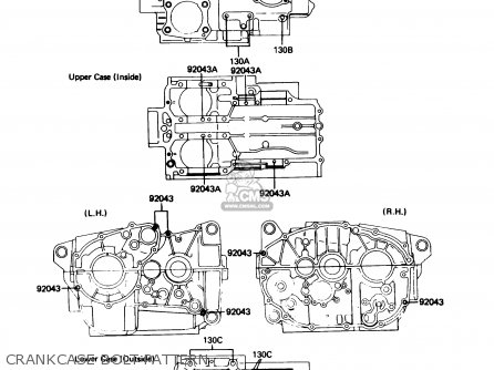 CRANKCASE BOLT PATTERN - KZ305B3 LTD305 1988 USA CALIFORNIA