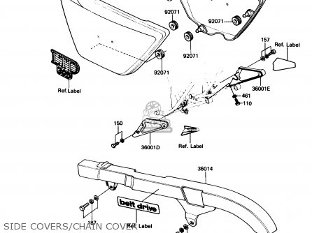 SIDE COVERS/CHAIN COVER - KZ305B3 LTD305 1988 USA CALIFORNIA