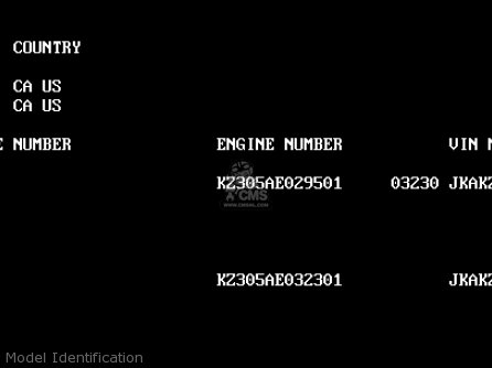 Model Identification - KZ305B3 LTD305 1988 USA CALIFORNIA