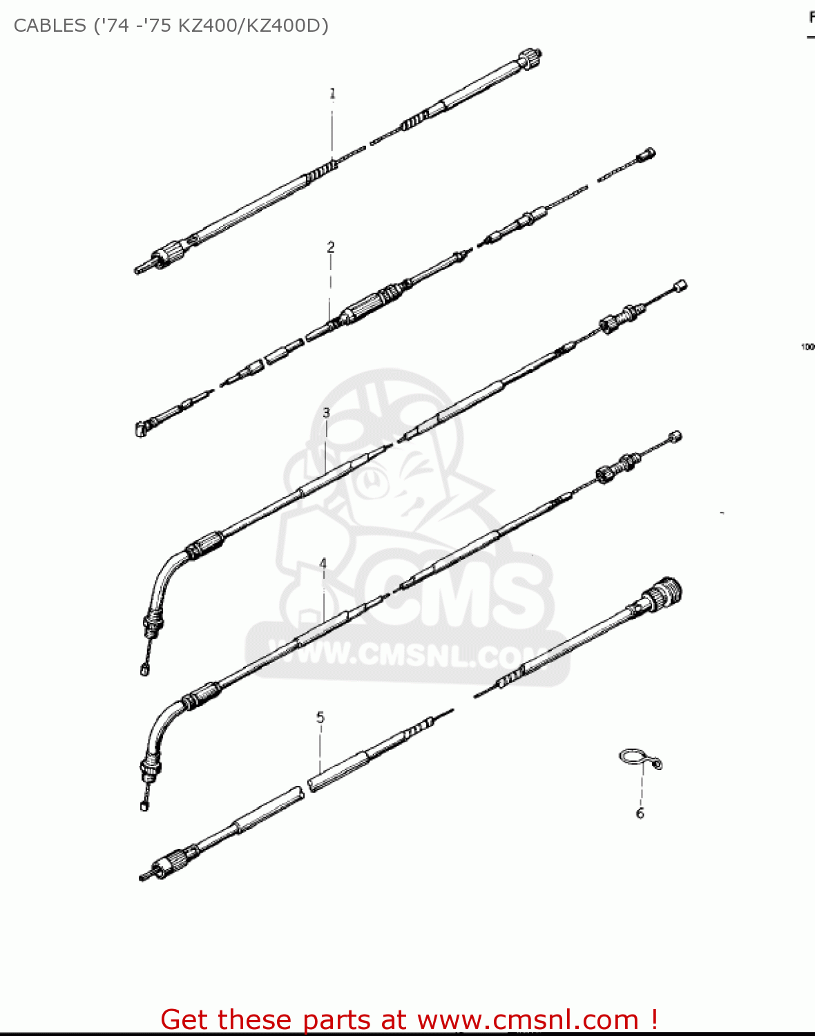 CABLES ('74 -'75 KZ400/KZ400D) KZ400 1974 USA CANADA / MPH KPH