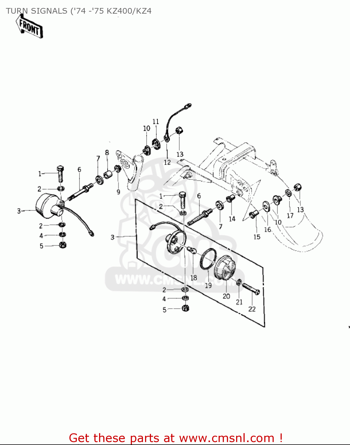 TURN SIGNALS ('74 -'75 KZ400/KZ4 KZ400 1974 USA CANADA / MPH KPH