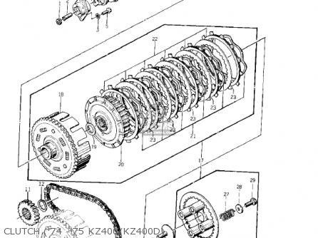 CLUTCH ('74 -'75 KZ400/KZ400D) - KZ400 1974 USA CANADA / MPH KPH