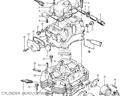 CYLINDER HEAD/COVERS ('74 -'75 K - KZ400 1974 USA CANADA / MPH KPH