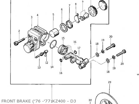 FRONT BRAKE ('76 -'77 KZ400 - D3 - KZ400 1974 USA CANADA / MPH KPH