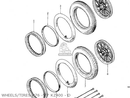 WHEELS/TIRES ('76 -'77 KZ400 - D - KZ400 1974 USA CANADA / MPH KPH
