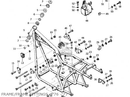 FRAME/FRAME FITTINGS  ('76 -'77 - KZ400 1974 USA CANADA / MPH KPH