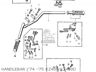 HANDLEBAR ('74 -'75 KZ400/KZ400D - KZ400 1974 USA CANADA / MPH KPH