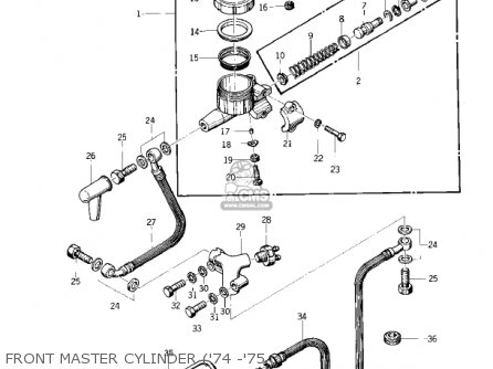 FRONT MASTER CYLINDER ('74 -'75 - KZ400 1974 USA CANADA / MPH KPH