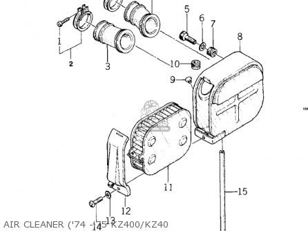 AIR CLEANER ('74 -'75 KZ400/KZ40 - KZ400 1974 USA CANADA / MPH KPH