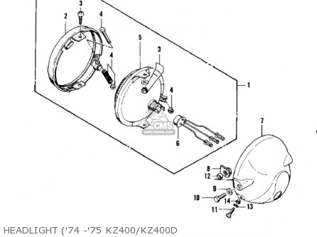 HEADLIGHT ('74 -'75 KZ400/KZ400D - KZ400 1974 USA CANADA / MPH KPH