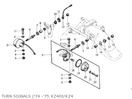 TURN SIGNALS ('74 -'75 KZ400/KZ4 - KZ400 1974 USA CANADA / MPH KPH
