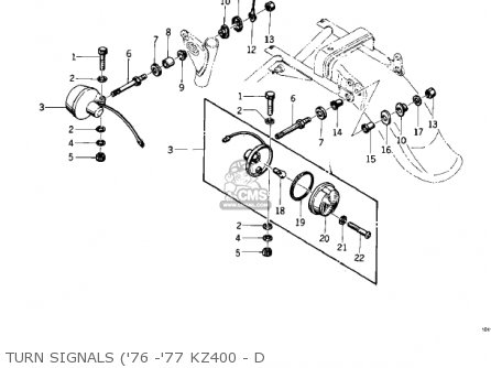 TURN SIGNALS ('76 -'77 KZ400 - D - KZ400 1974 USA CANADA / MPH KPH