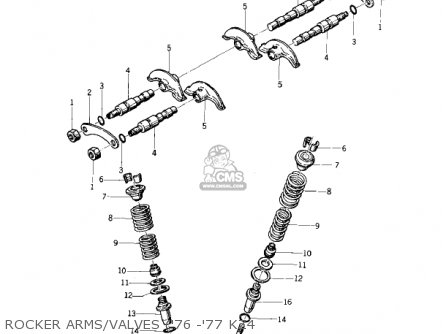 ROCKER ARMS/VALVES ('76 -'77 KZ4 - KZ400 1974 USA CANADA / MPH KPH