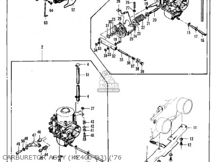 CARBURETOR ASSY (KZ400-D3) ('76 - KZ400 1974 USA CANADA / MPH KPH