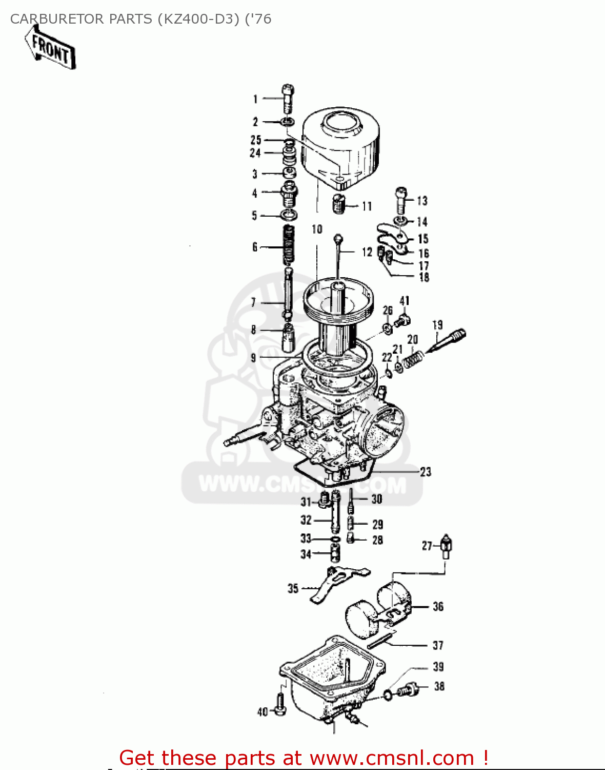 Kawasaki KZ400 1974 USA CANADA / MPH KPH CARBURETOR PARTS (KZ400-D3 ...