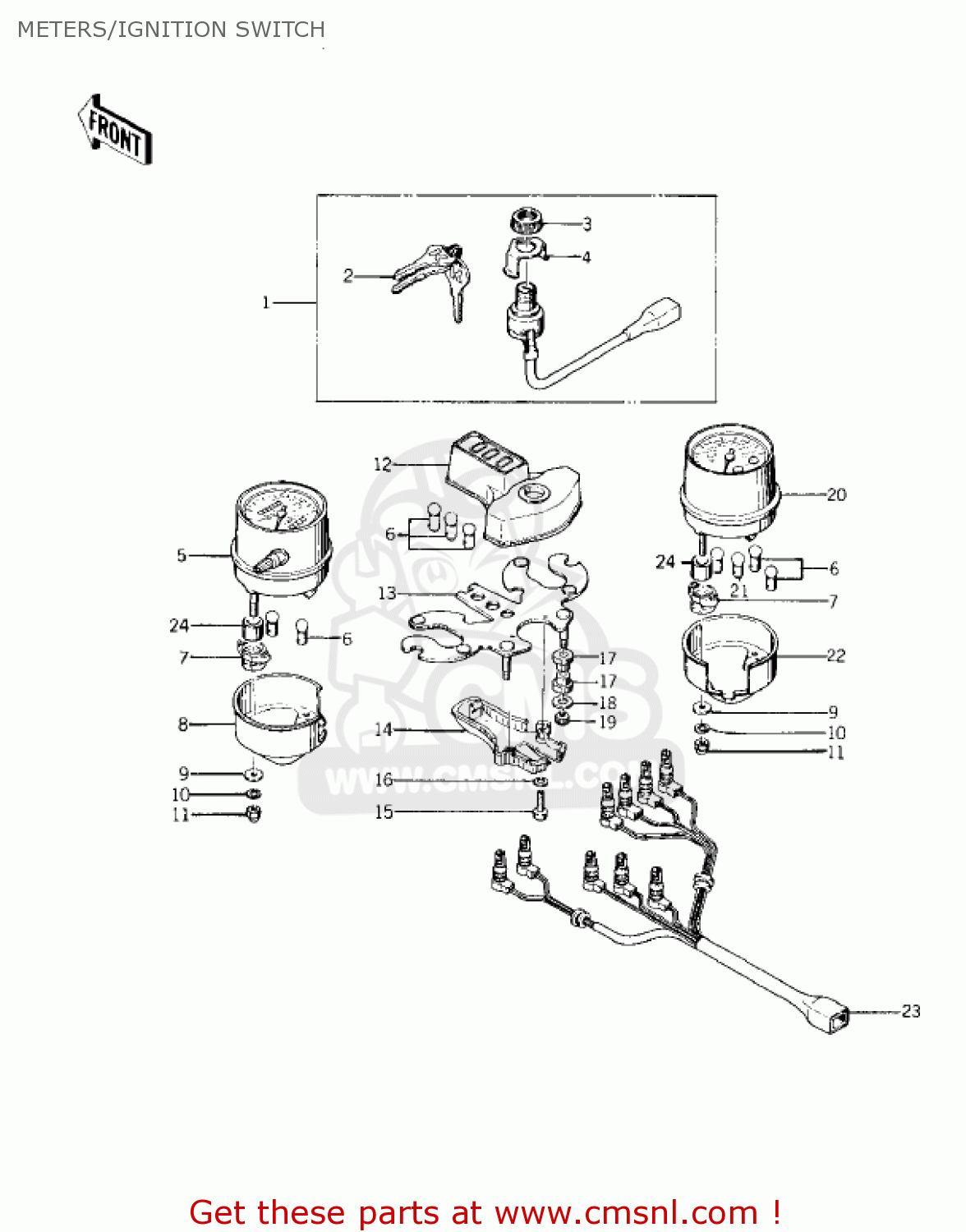 METERS/IGNITION SWITCH KZ400A1 1977 USA / MPH