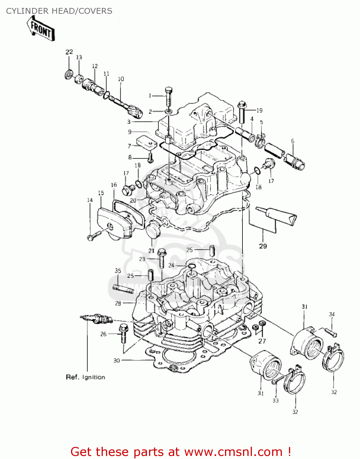 CYLINDER HEAD/COVERS KZ400A1 1977 USA / MPH