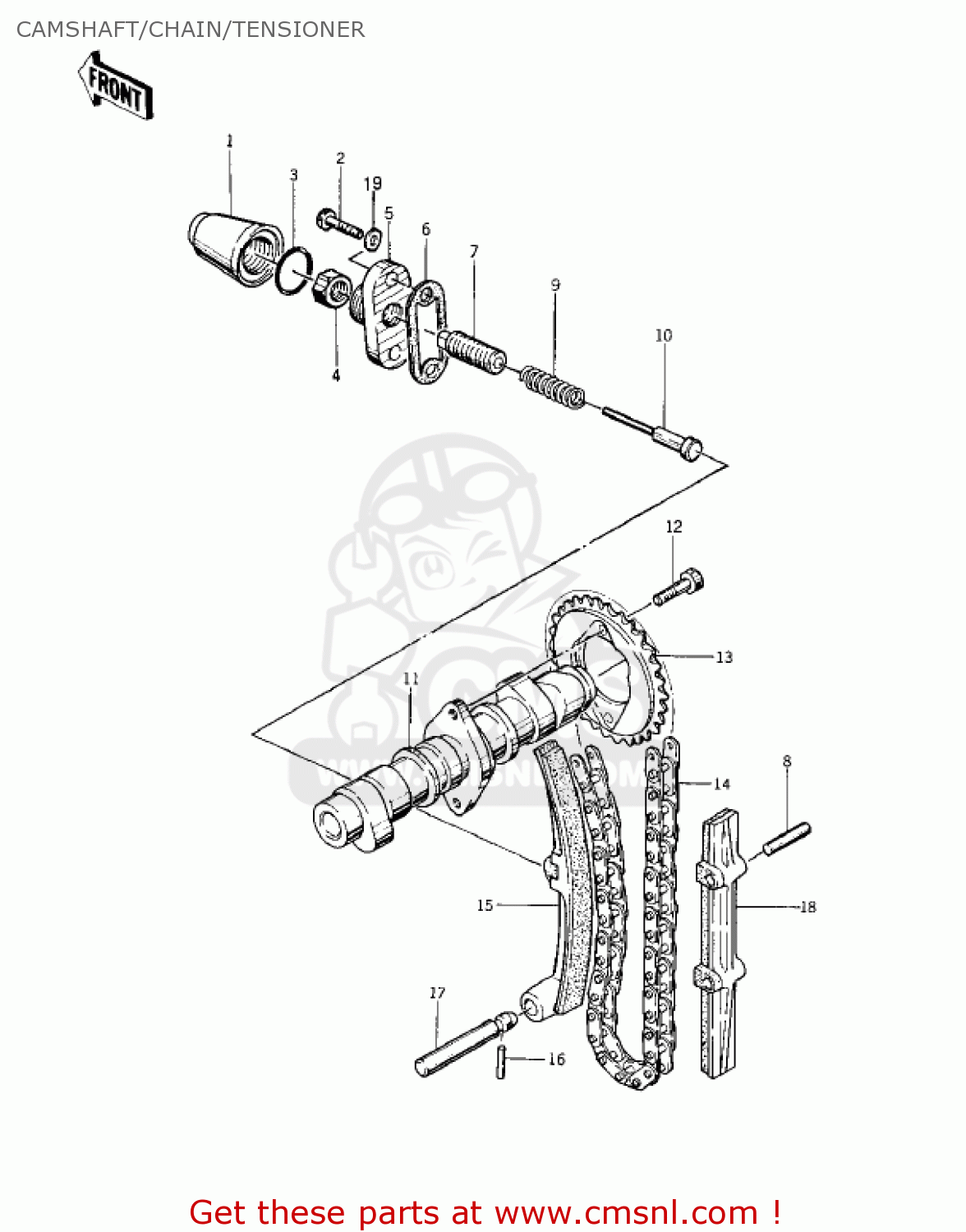 CAMSHAFT/CHAIN/TENSIONER KZ400A1 1977 USA / MPH