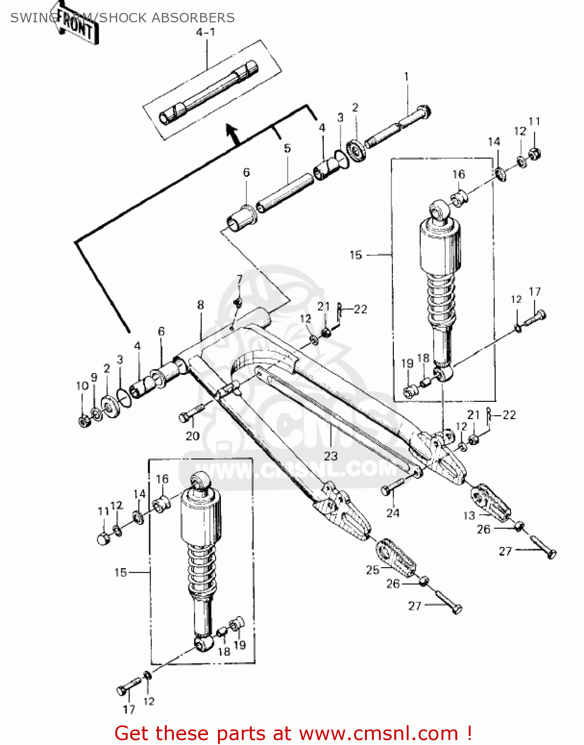 SWING ARM/SHOCK ABSORBERS KZ400A1 1977 USA / MPH