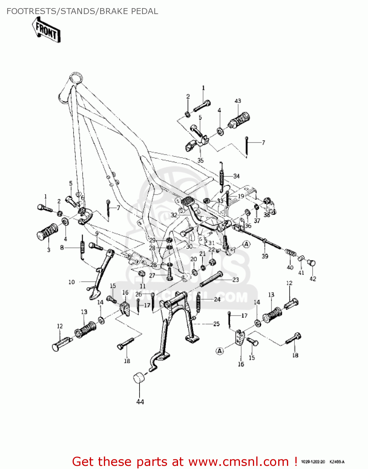 FOOTRESTS/STANDS/BRAKE PEDAL KZ400A1 1977 USA / MPH