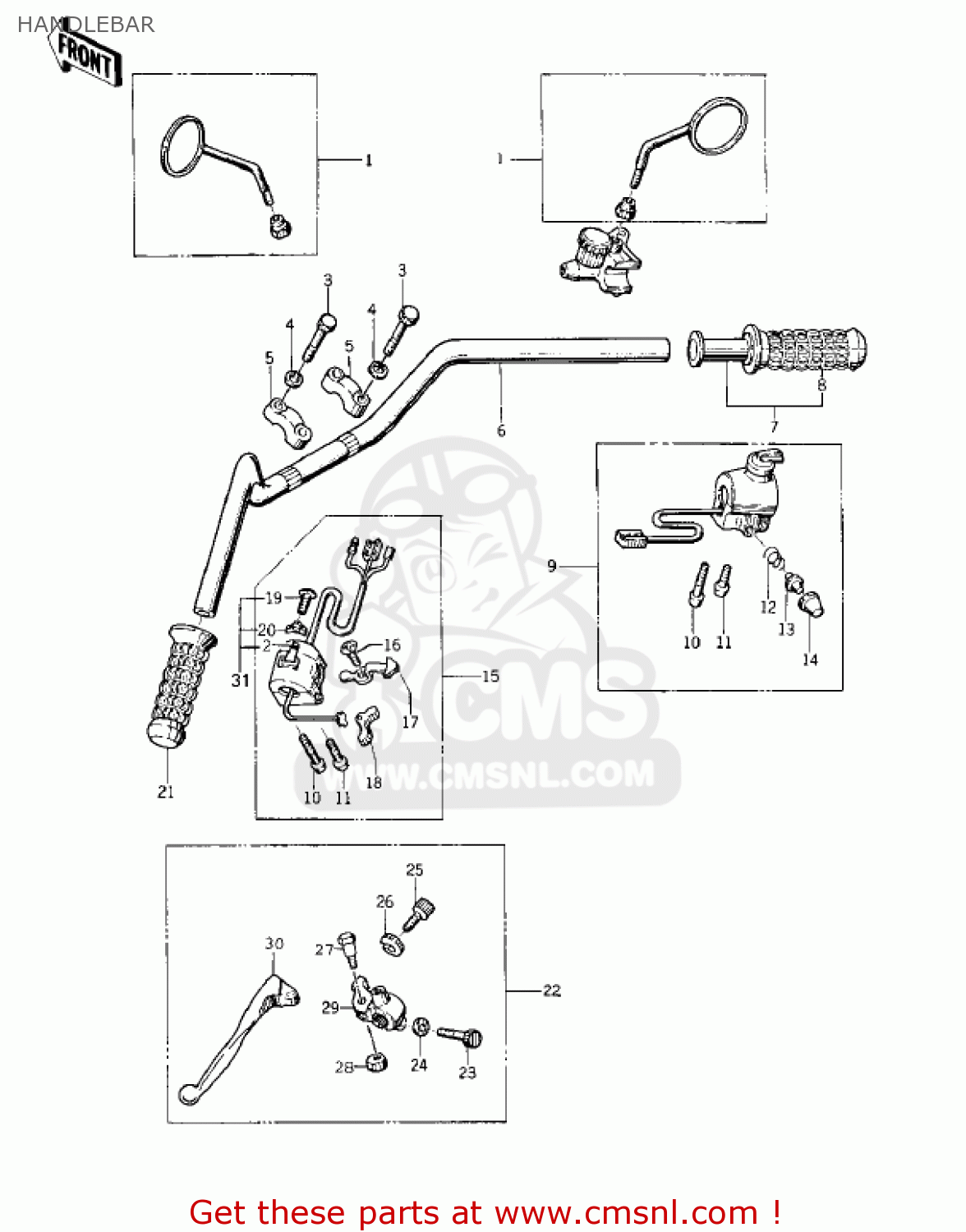 HANDLEBAR KZ400A1 1977 USA / MPH
