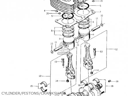 CYLINDER/PISTONS/CRANKSHAFT - KZ400A1 1977 USA / MPH