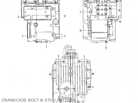 CRANKCASE BOLT & STUD PATTERN - KZ400A1 1977 USA / MPH