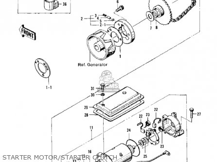 STARTER MOTOR/STARTER CLUTCH - KZ400A1 1977 USA / MPH