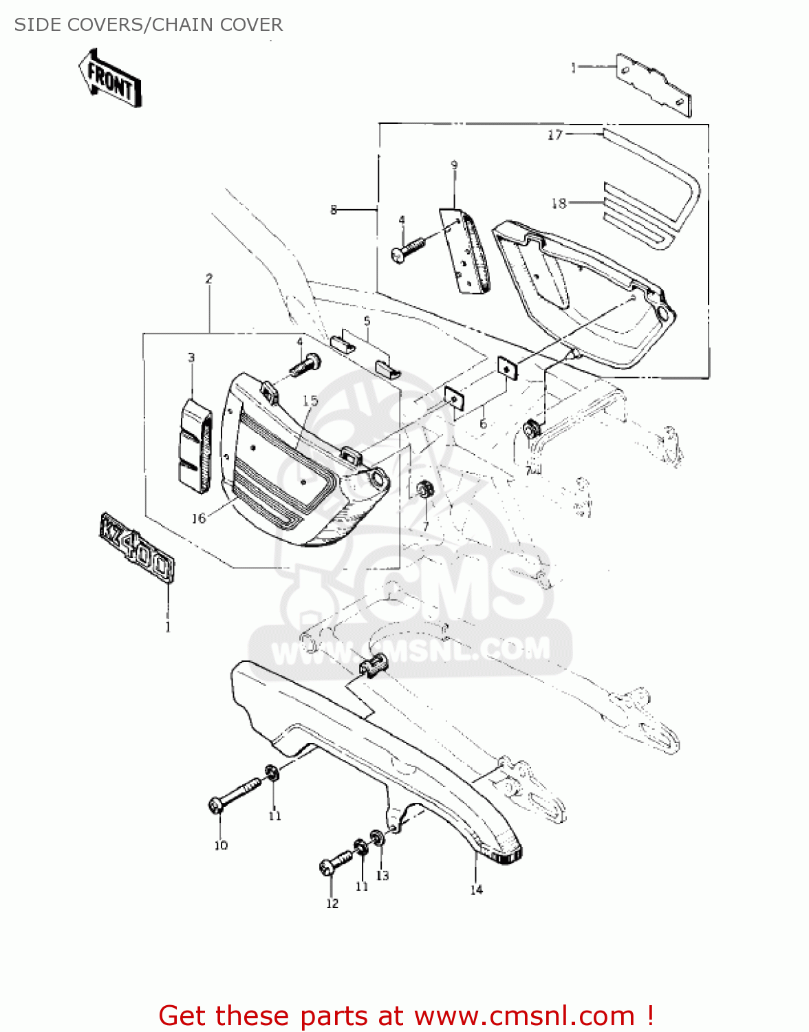 SIDE COVERS/CHAIN COVER KZ400A2 1978 USA / MPH