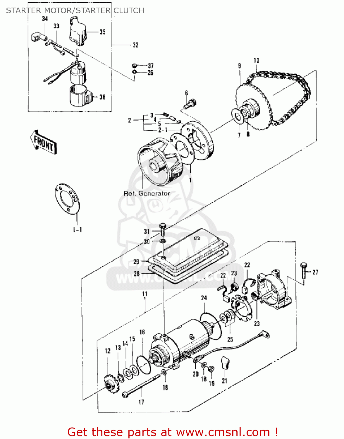 STARTER MOTOR/STARTER CLUTCH KZ400A2 1978 USA / MPH