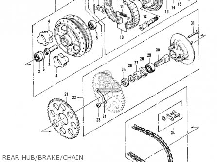 REAR HUB/BRAKE/CHAIN - KZ400A2 1978 USA / MPH