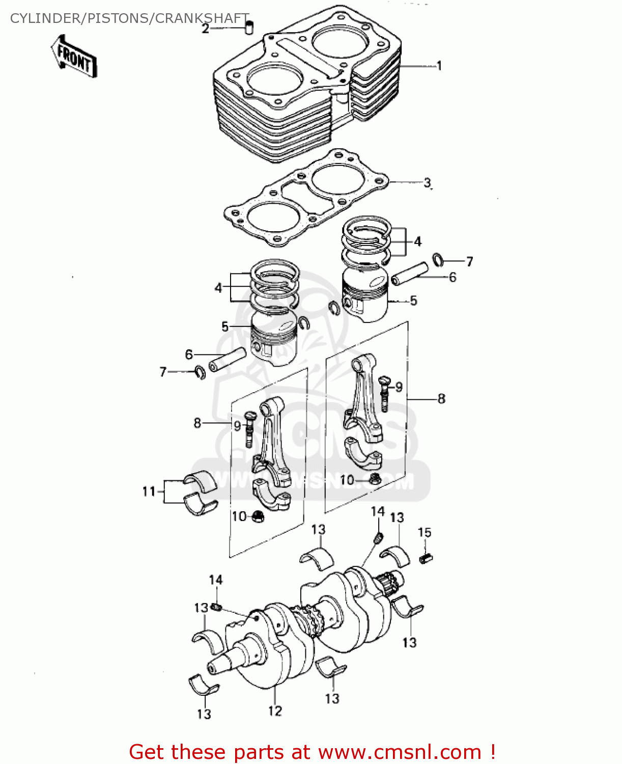 CYLINDER/PISTONS/CRANKSHAFT KZ400B1 1978 CANADA