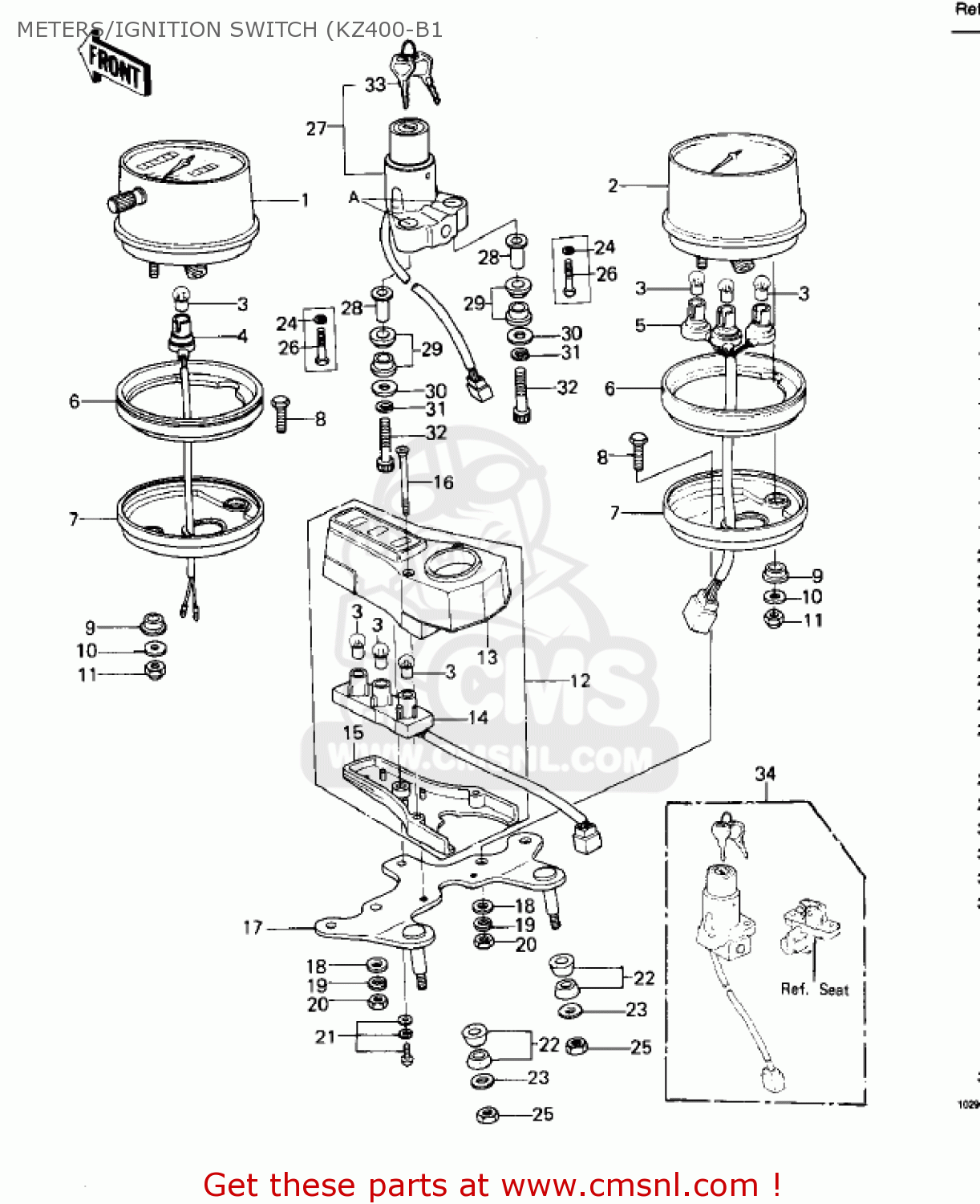 METERS/IGNITION SWITCH (KZ400-B1 KZ400B1 1978 CANADA