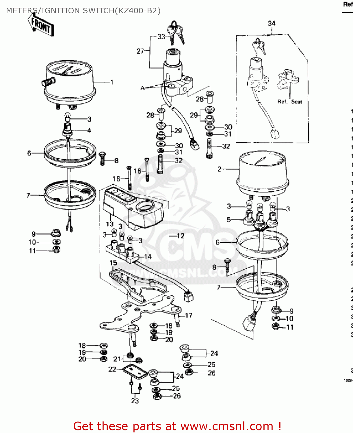 METERS/IGNITION SWITCH(KZ400-B2) KZ400B1 1978 CANADA