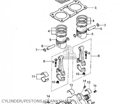 CYLINDER/PISTONS/CRANKSHAFT - KZ400B1 1978 CANADA