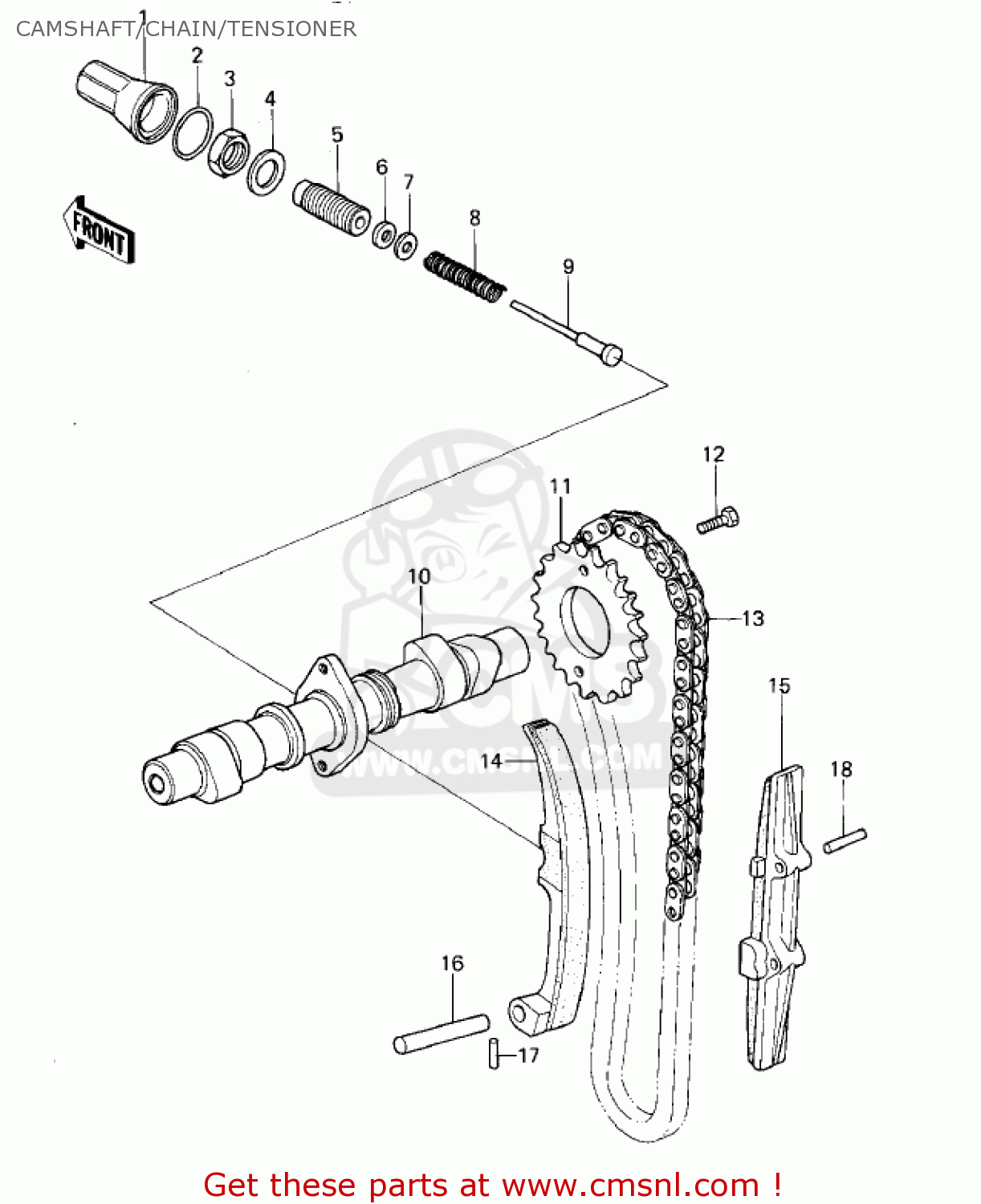 CAMSHAFT/CHAIN/TENSIONER KZ400B2 1979 CANADA