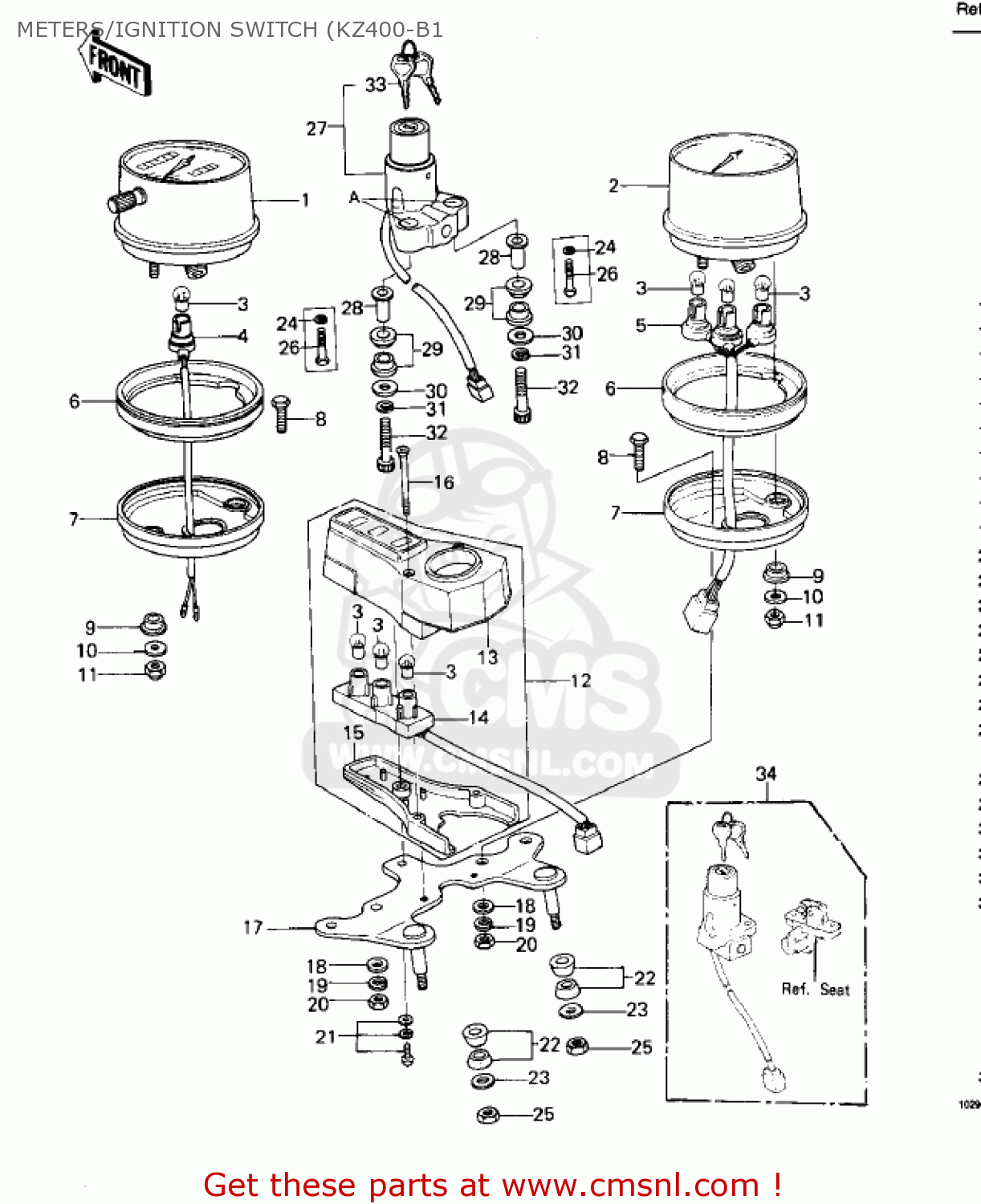 METERS/IGNITION SWITCH (KZ400-B1 KZ400B2 1979 CANADA