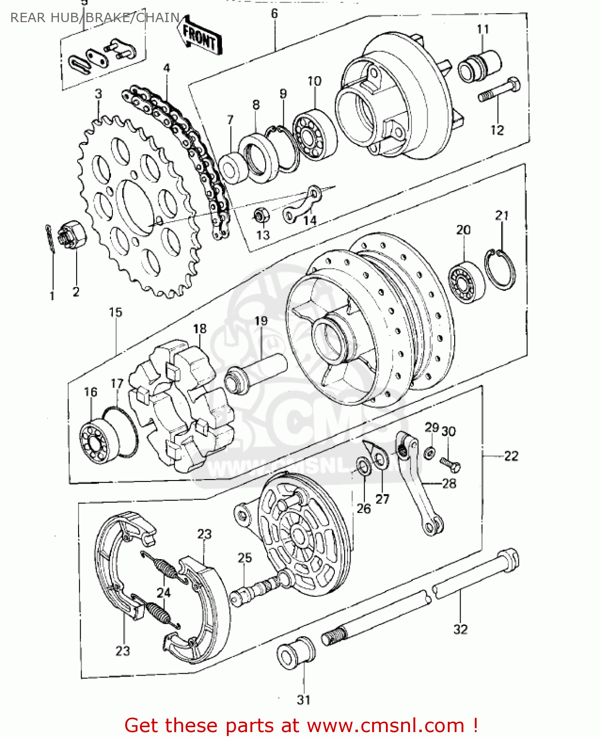 REAR HUB/BRAKE/CHAIN KZ400B2 1979 CANADA