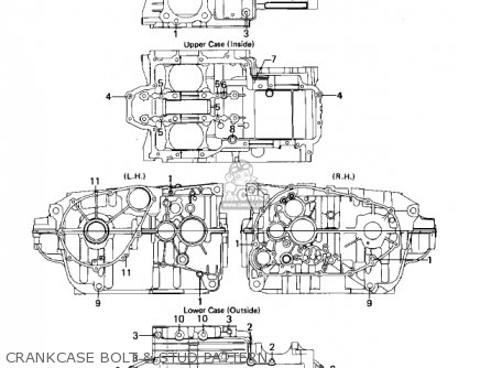 CRANKCASE BOLT & STUD PATTERN - KZ400B2 1979 CANADA