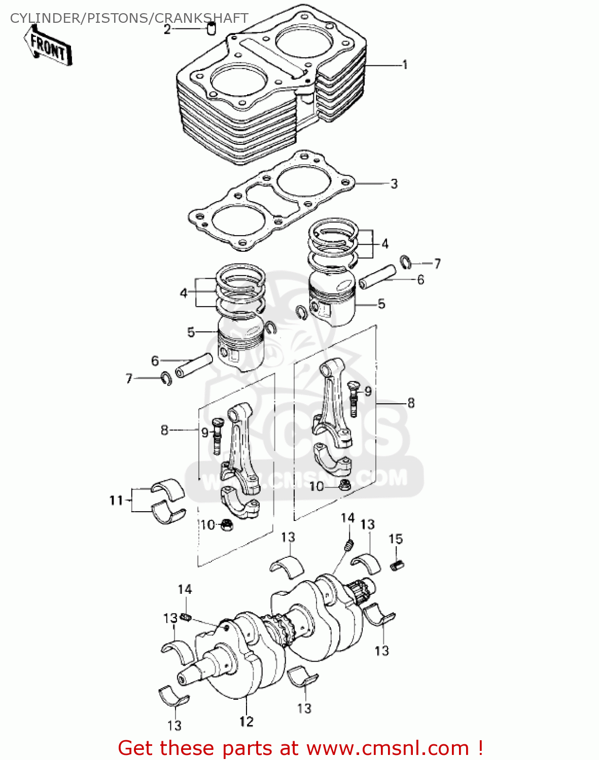 CYLINDER/PISTONS/CRANKSHAFT KZ400C1 1978 UNITED KINGDOM