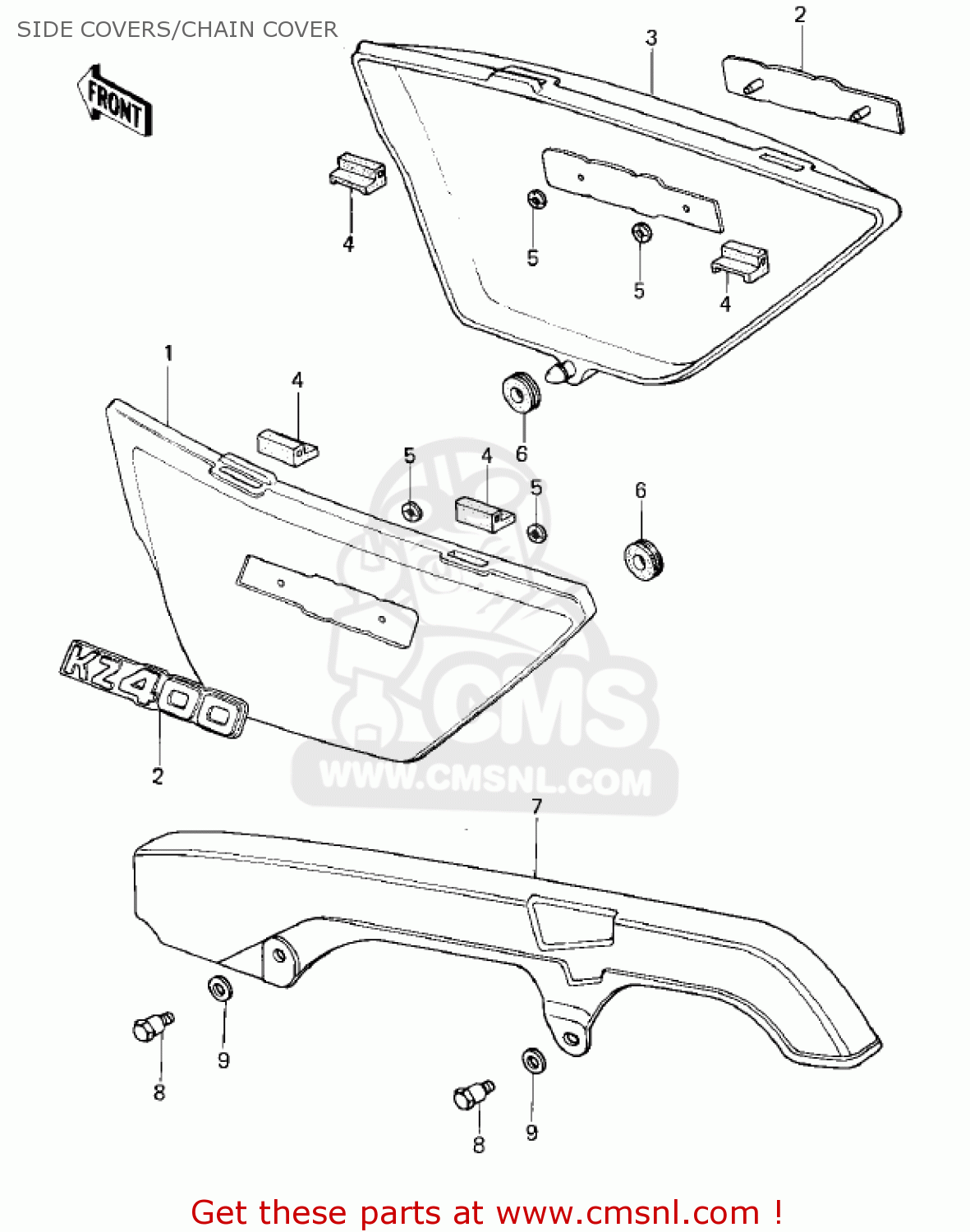 SIDE COVERS/CHAIN COVER KZ400C1 1978 UNITED KINGDOM