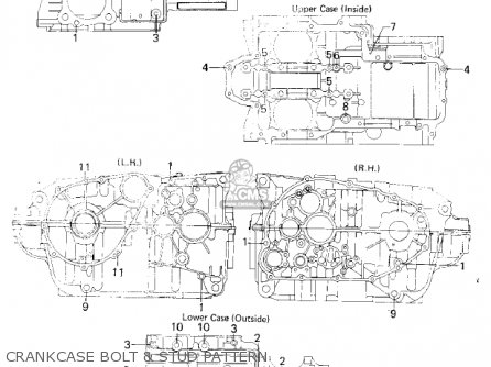 CRANKCASE BOLT & STUD PATTERN - KZ400C1 1978 UNITED KINGDOM