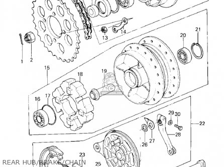 REAR HUB/BRAKE/CHAIN - KZ400C1 1978 UNITED KINGDOM