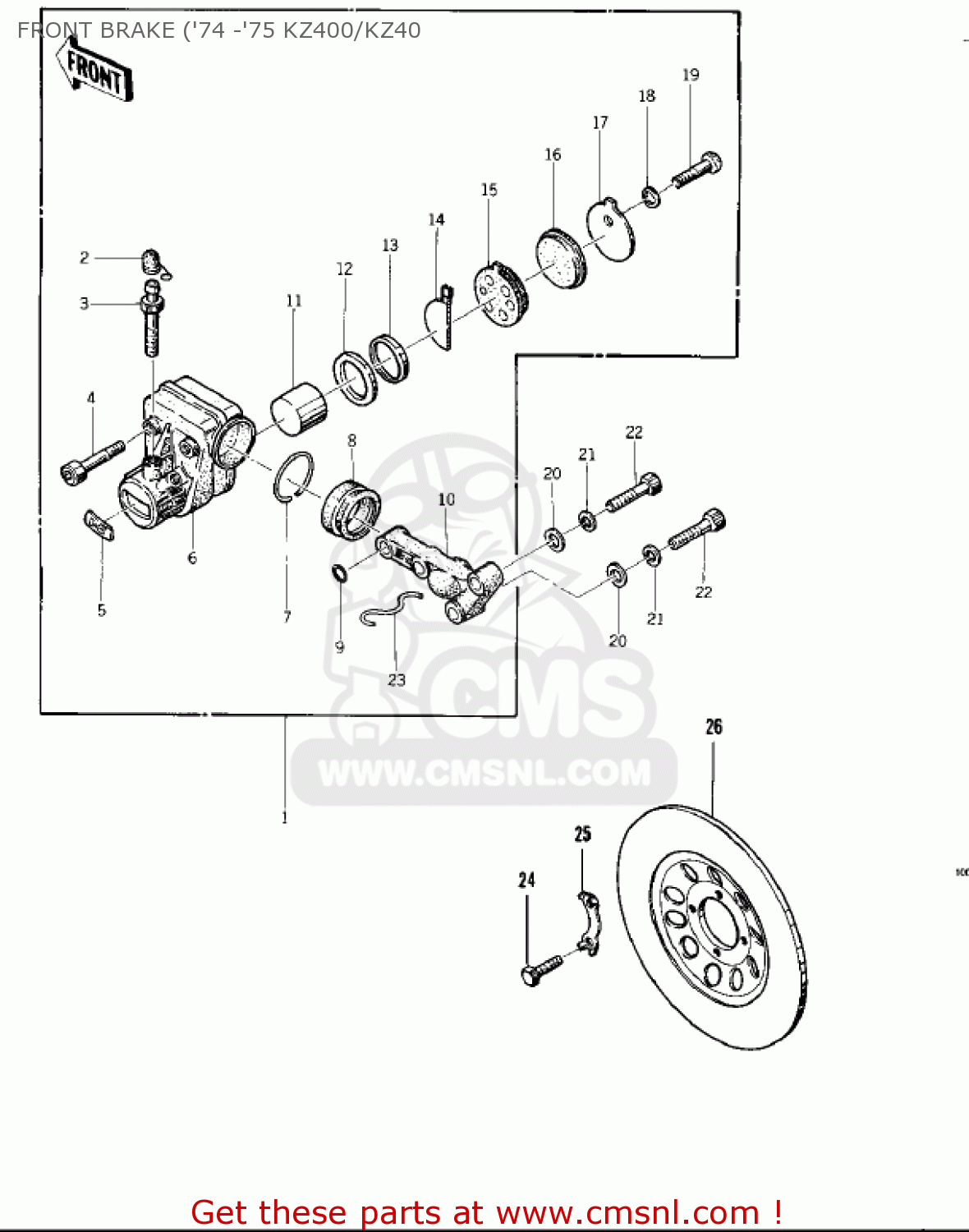 FRONT BRAKE ('74 -'75 KZ400/KZ40 KZ400D 1975 CANADA