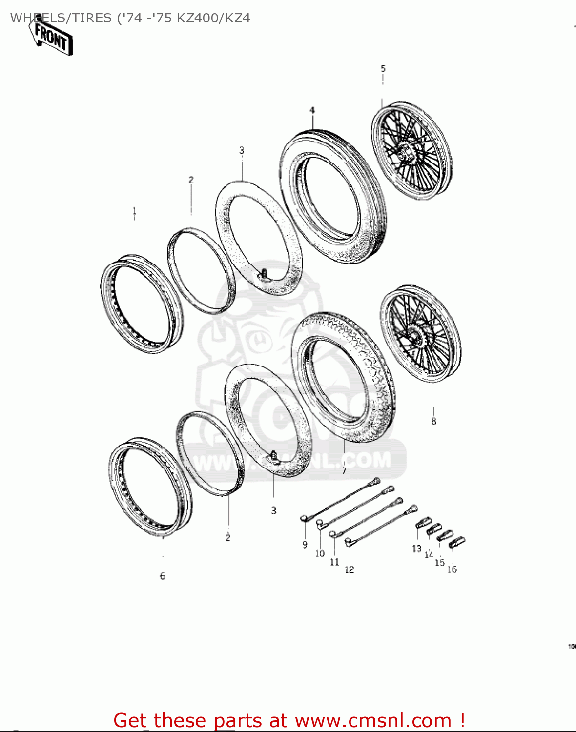 WHEELS/TIRES ('74 -'75 KZ400/KZ4 KZ400D 1975 CANADA