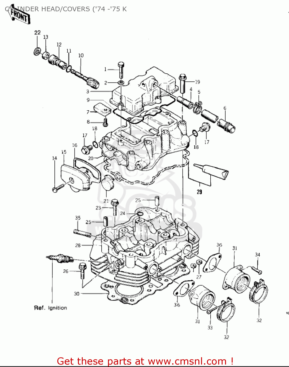 CYLINDER HEAD/COVERS ('74 -'75 K KZ400D 1975 CANADA