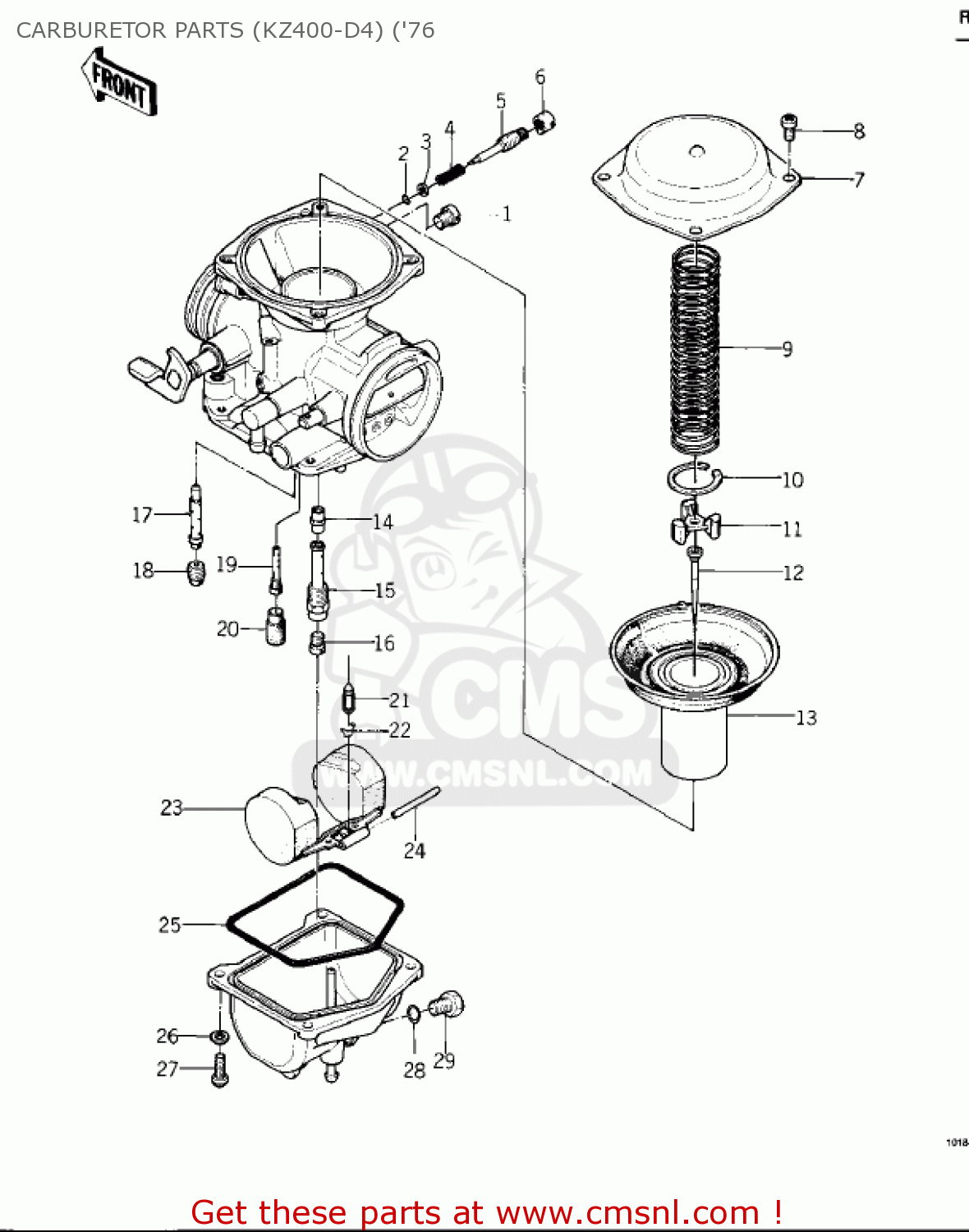 CARBURETOR PARTS (KZ400-D4) ('76 KZ400D 1975 CANADA