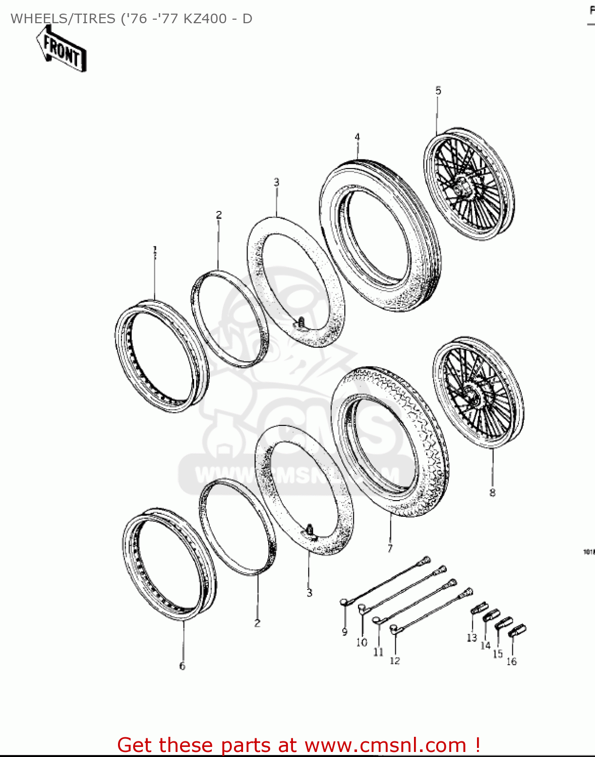 WHEELS/TIRES ('76 -'77 KZ400 - D KZ400D 1975 CANADA